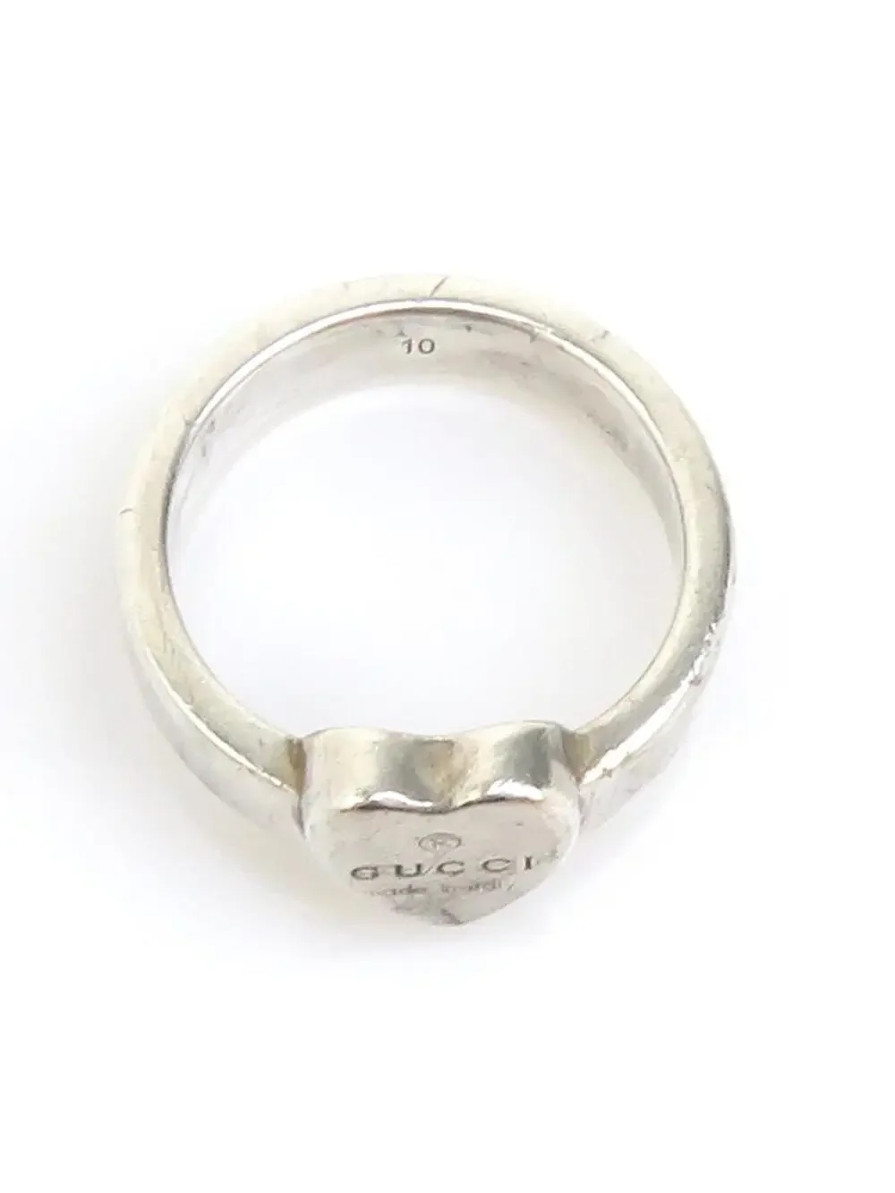 Auth Gucci Heart Motif Ring Silver #302756G10B